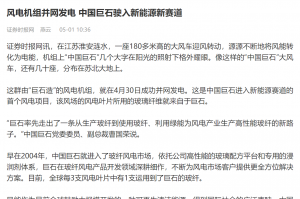 證券時報：風電機組并網發電 中國巨石駛入新能源新賽道